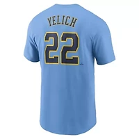 MLB Nike Christian Yelich Powder Milwaukee Brewers City Connect Fuse Name & Number T-Shirt