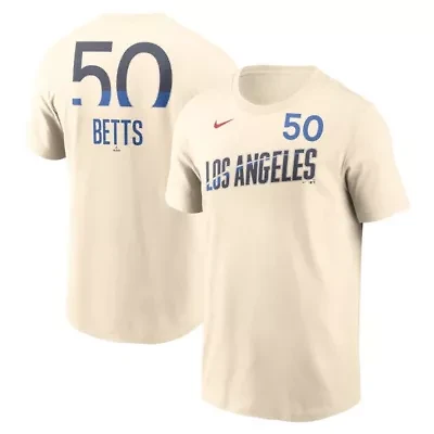 MLB Nike Mookie Betts Los Angeles Dodgers 2024 City Connect Fuse Name & Number T-Shirt