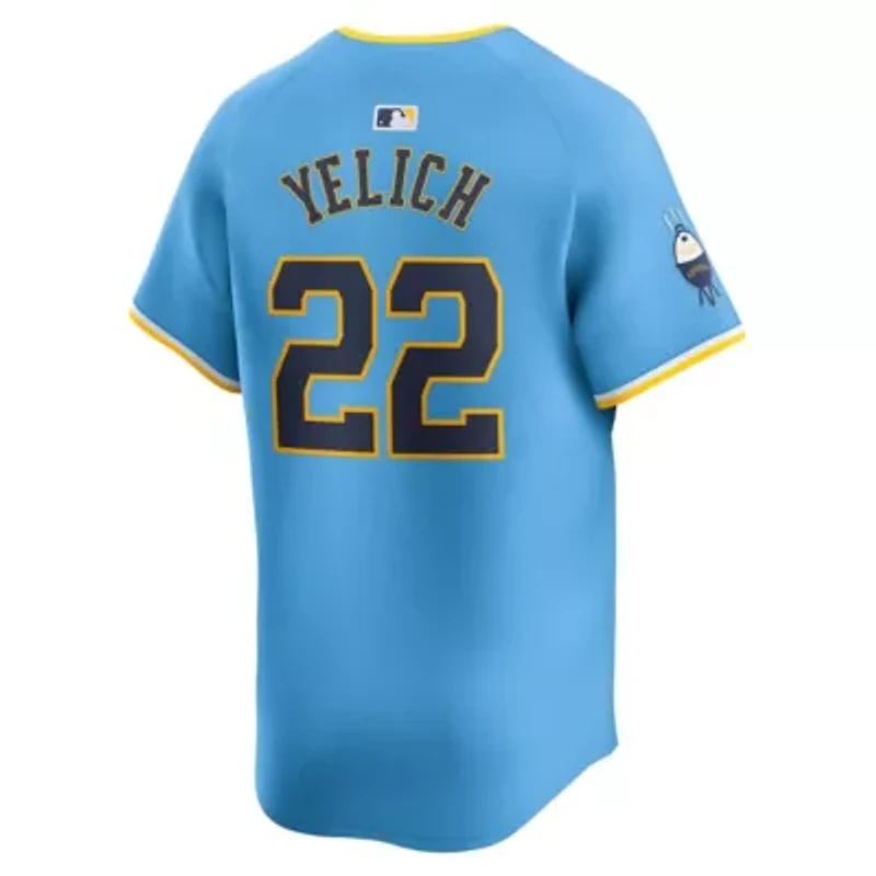 MLB Nike Christian Yelich Powder Milwaukee Brewers City Connect Limited Player Jersey