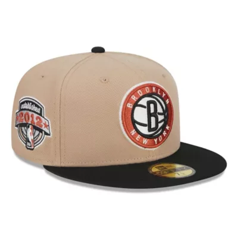Brooklyn Nets NBA Tan/Black Burnt Logo 2-Tone 59FIFTY Fitted Hat