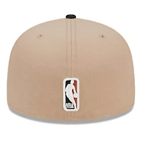 Brooklyn Nets NBA Tan/Black Burnt Logo 2-Tone 59FIFTY Fitted Hat