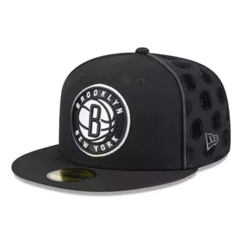 NBA Brooklyn Nets Piped & Flocked 59Fifty Fitted Hat