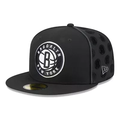 NBA Brooklyn Nets Piped & Flocked 59Fifty Fitted Hat