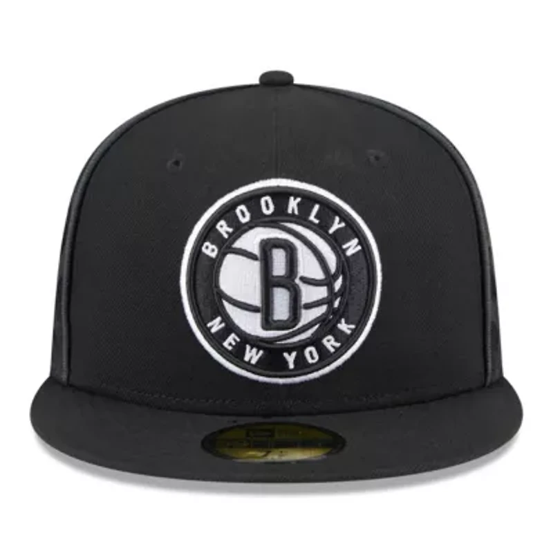 NBA Brooklyn Nets Piped & Flocked 59Fifty Fitted Hat