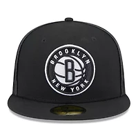 NBA Brooklyn Nets Piped & Flocked 59Fifty Fitted Hat