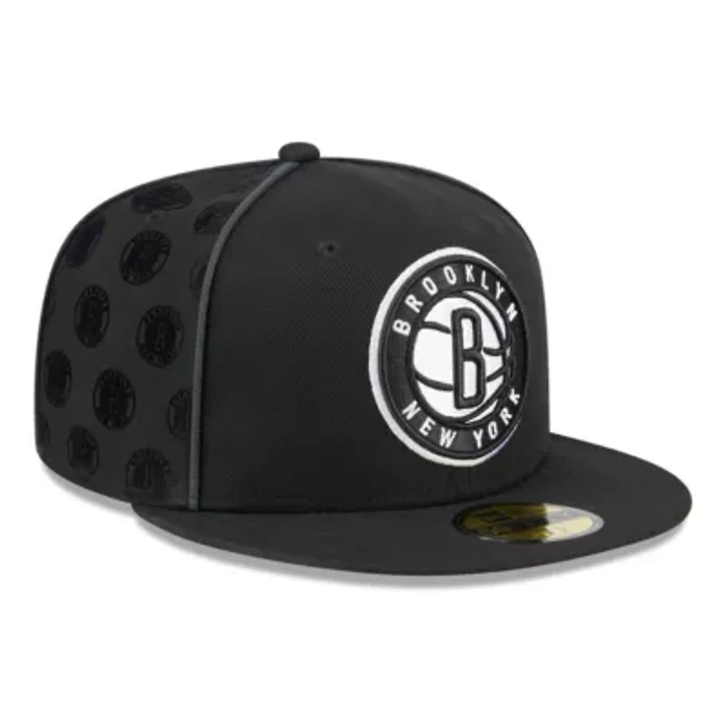 NBA Brooklyn Nets Piped & Flocked 59Fifty Fitted Hat