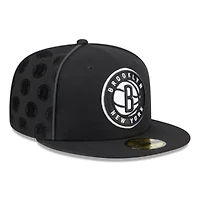 NBA Brooklyn Nets Piped & Flocked 59Fifty Fitted Hat