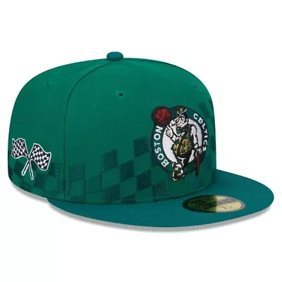 NBA Kelly Boston Celtics Rally Drive Checkerboard 59FIFTY Crown Fitted Hat
