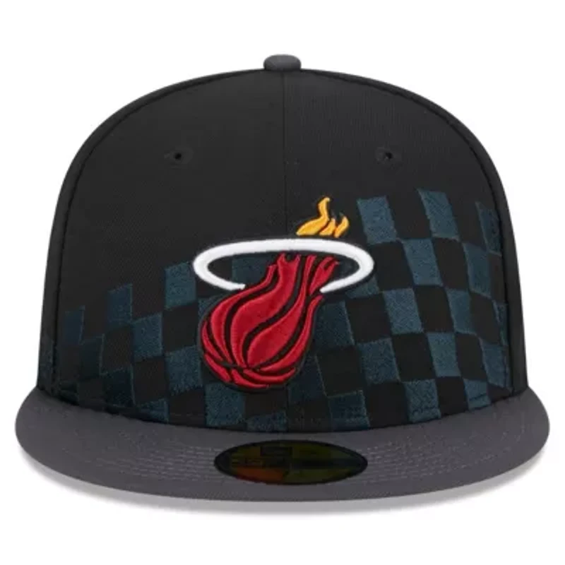 NBA Miami Heat Rally Drive Checkerboard 59FIFTY Crown Fitted Hat