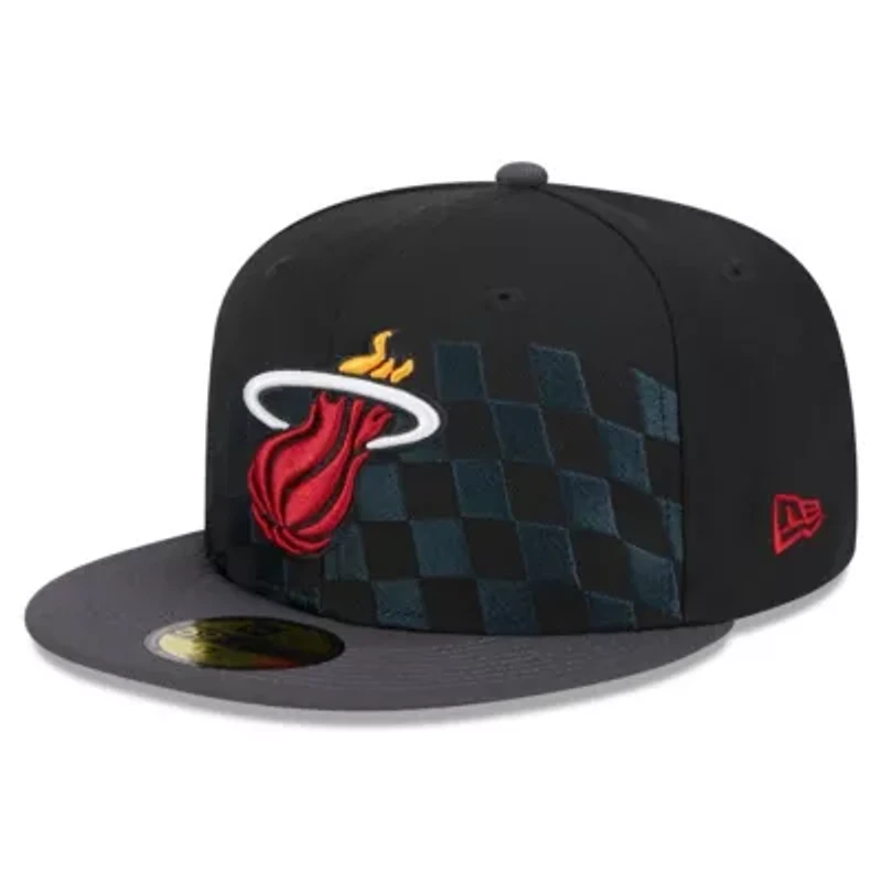 NBA Miami Heat Rally Drive Checkerboard 59FIFTY Crown Fitted Hat