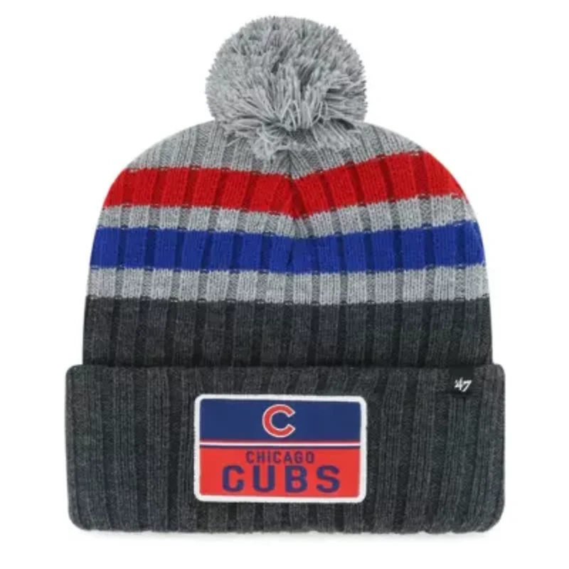 MLB Chicago Cubs Stack Cuffed Knit Hat with Pom