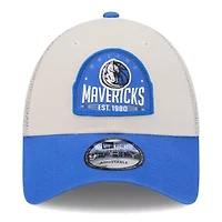 NBA Khaki/Blue Dallas Mavericks Throwback Patch Trucker 9FORTY Adjustable Hat