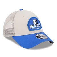 NBA Khaki/Blue Dallas Mavericks Throwback Patch Trucker 9FORTY Adjustable Hat