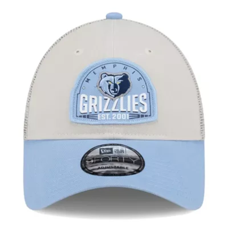 NBA Khaki/Light Memphis Grizzlies Throwback Patch Trucker 9FORTY Adjustable Hat