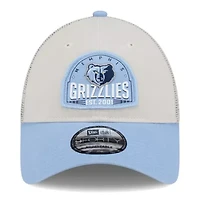 NBA Khaki/Light Memphis Grizzlies Throwback Patch Trucker 9FORTY Adjustable Hat