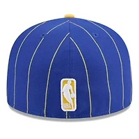 NBA Royal/Gold Golden State Warriors Pinstripe Two-Tone 59FIFTY Fitted Hat