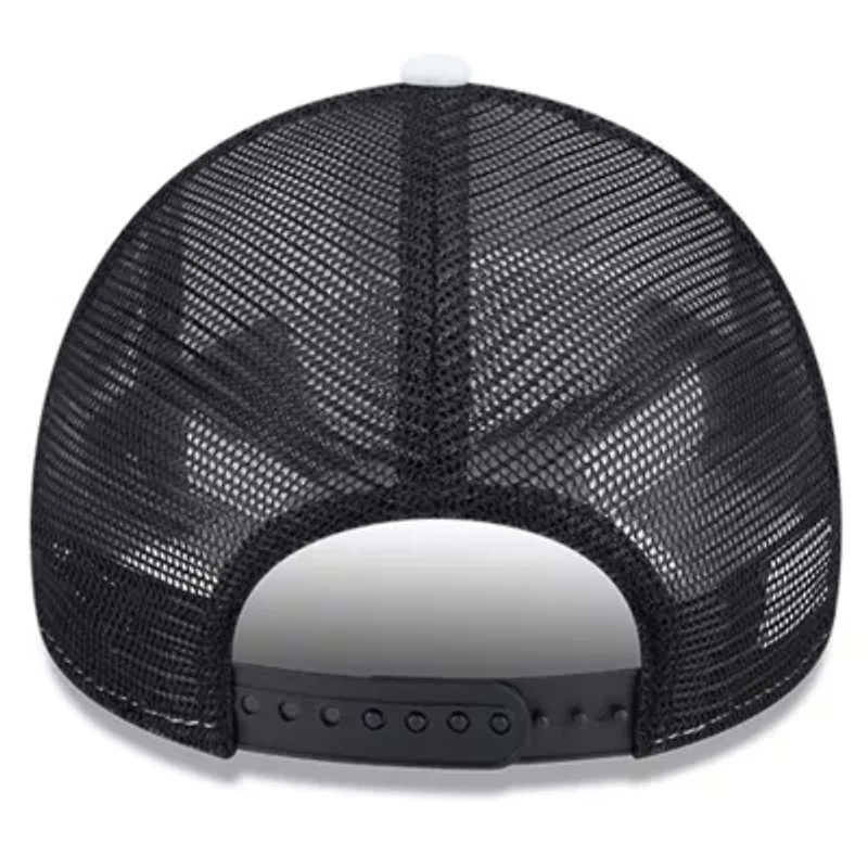 NBA White/Black Brooklyn Nets Court Sport Foam A-Frame 9FORTY Adjustable Trucker Hat