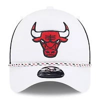 NBA White/Black Chicago Bulls Court Sport Foam A-Frame 9FORTY Adjustable Trucker Hat