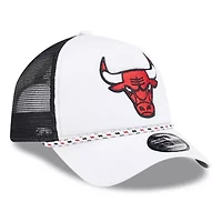 NBA White/Black Chicago Bulls Court Sport Foam A-Frame 9FORTY Adjustable Trucker Hat