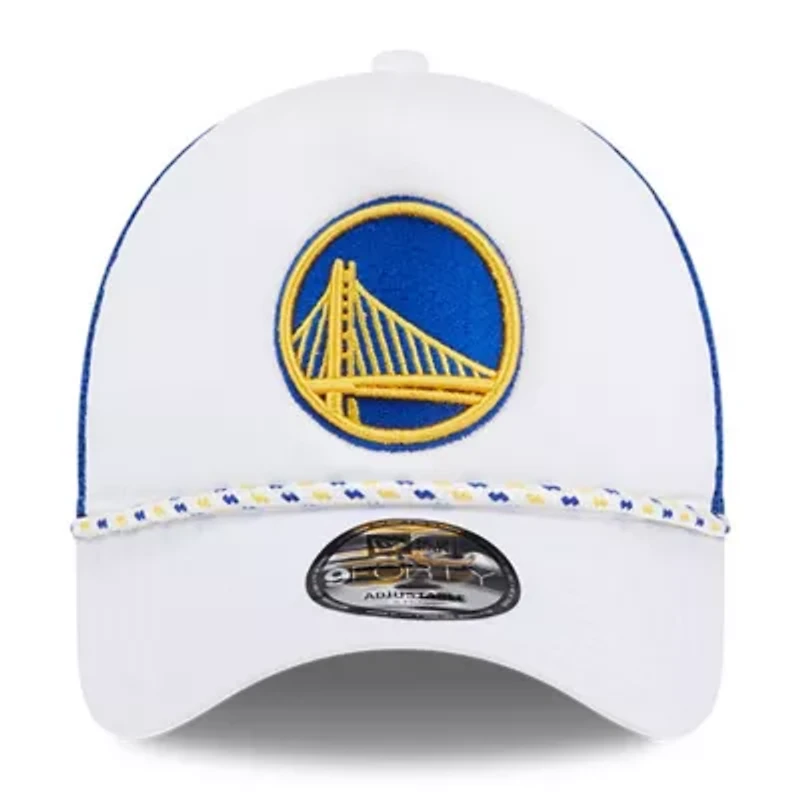 NBA White/Royal Golden State Warriors Court Sport Foam A-Frame 9FORTY Adjustable Trucker Hat