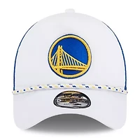 NBA White/Royal Golden State Warriors Court Sport Foam A-Frame 9FORTY Adjustable Trucker Hat