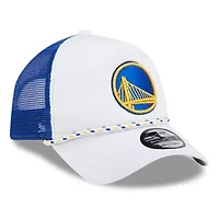 NBA White/Royal Golden State Warriors Court Sport Foam A-Frame 9FORTY Adjustable Trucker Hat