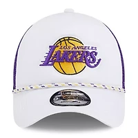 NBA White/Purple Los Angeles Lakers Court Sport Foam A-Frame 9FORTY Adjustable Trucker Hat