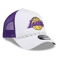 NBA White/Purple Los Angeles Lakers Court Sport Foam A-Frame 9FORTY Adjustable Trucker Hat