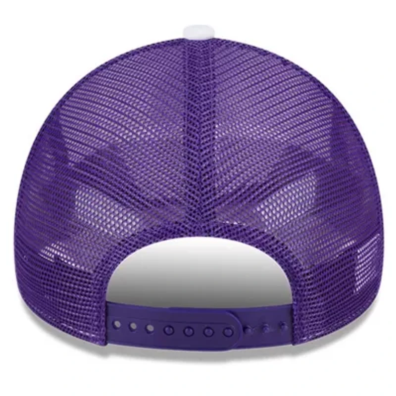 NBA White/Purple Los Angeles Lakers Court Sport Foam A-Frame 9FORTY Adjustable Trucker Hat
