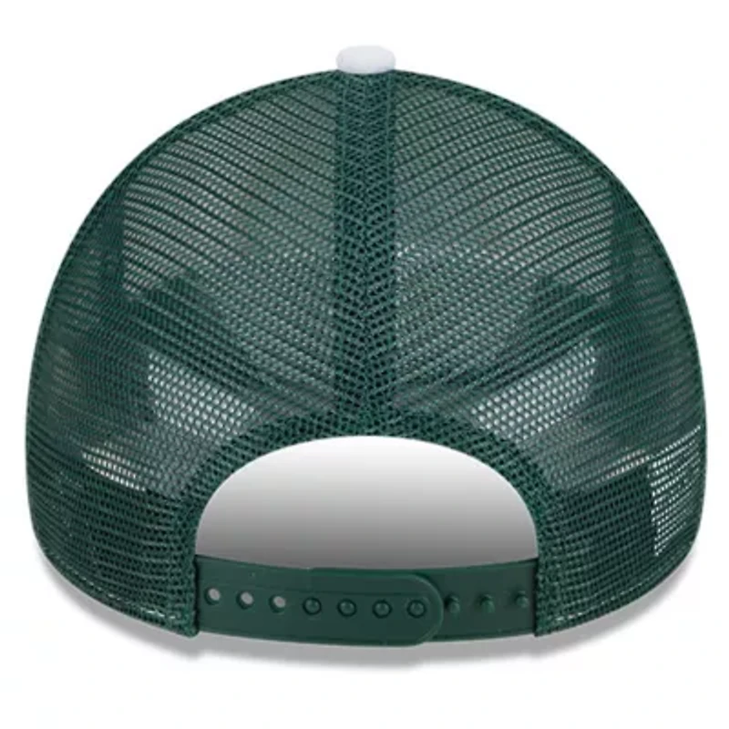 NBA White/Hunter Milwaukee Bucks Court Sport Foam A-Frame 9FORTY Adjustable Trucker Hat