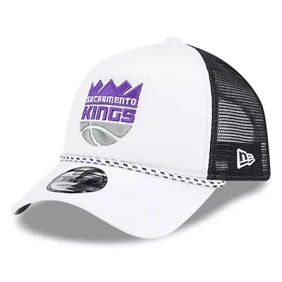 NBA White/Black Sacramento Kings Court Sport Foam A-Frame 9FORTY Adjustable Trucker Hat