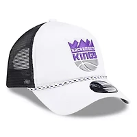 NBA White/Black Sacramento Kings Court Sport Foam A-Frame 9FORTY Adjustable Trucker Hat