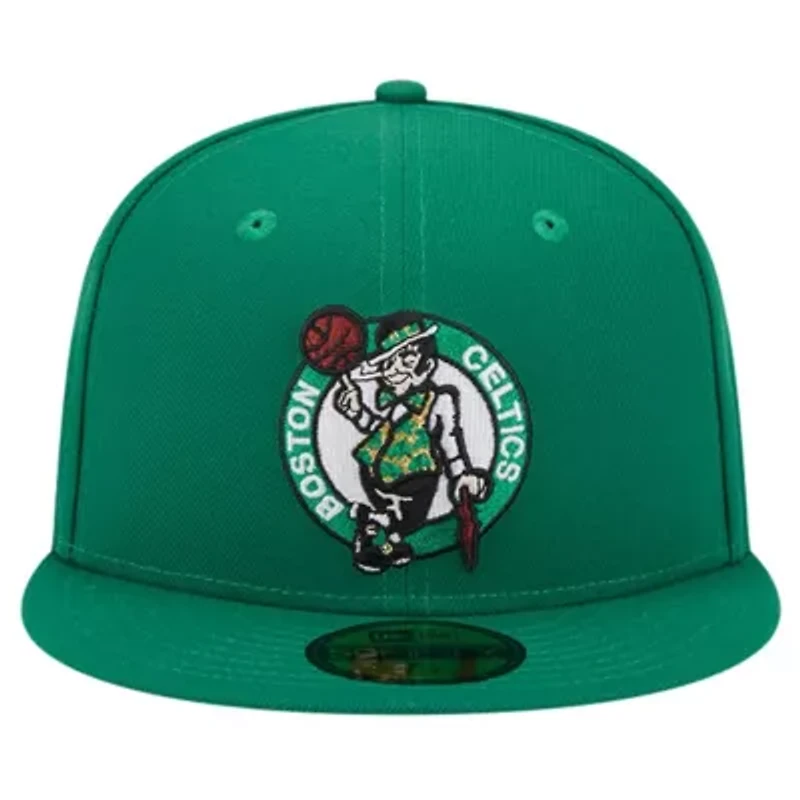 NBA Kelly Boston Celtics Court Sport Leather Applique 59FIFTY Fitted Hat