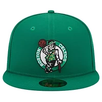 NBA Kelly Boston Celtics Court Sport Leather Applique 59FIFTY Fitted Hat