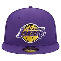 NBA Los Angeles Lakers Court Sport Leather Applique 59FIFTY Fitted Hat