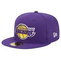 NBA Los Angeles Lakers Court Sport Leather Applique 59FIFTY Fitted Hat