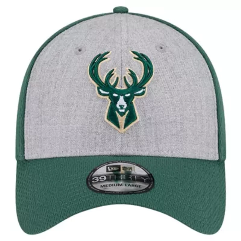 NBA Heather Gray/Hunter Milwaukee Bucks Two-Tone 39THIRTY Flex Hat