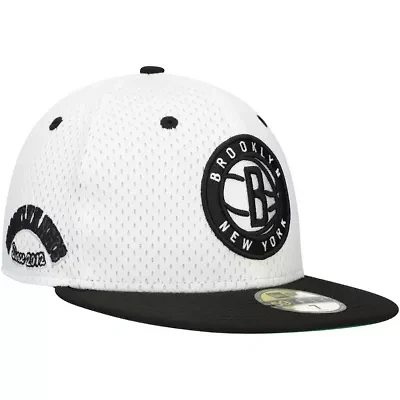 NBA White/Black Brooklyn Nets Throwback 2Tone 59FIFTY Fitted Hat
