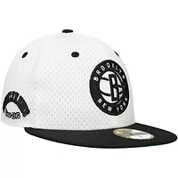 NBA White/Black Brooklyn Nets Throwback 2Tone 59FIFTY Fitted Hat