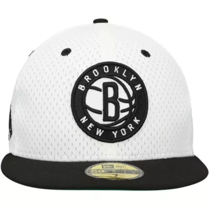 NBA White/Black Brooklyn Nets Throwback 2Tone 59FIFTY Fitted Hat