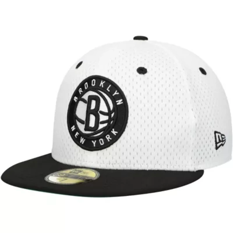 NBA White/Black Brooklyn Nets Throwback 2Tone 59FIFTY Fitted Hat