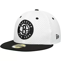 NBA White/Black Brooklyn Nets Throwback 2Tone 59FIFTY Fitted Hat
