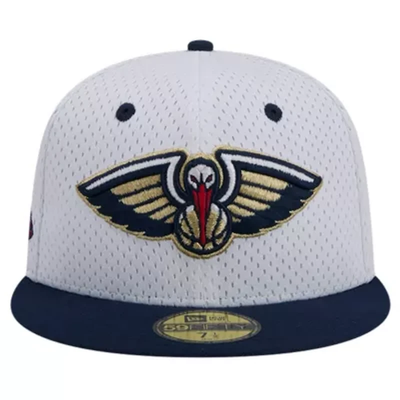 NBA White/Navy New Orleans Pelicans Throwback 2Tone 59FIFTY Fitted Hat