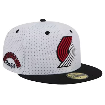 NBA White/Black Portland Trail Blazers Throwback 2Tone 59FIFTY Fitted Hat
