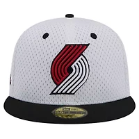 NBA White/Black Portland Trail Blazers Throwback 2Tone 59FIFTY Fitted Hat