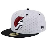 NBA White/Black Portland Trail Blazers Throwback 2Tone 59FIFTY Fitted Hat