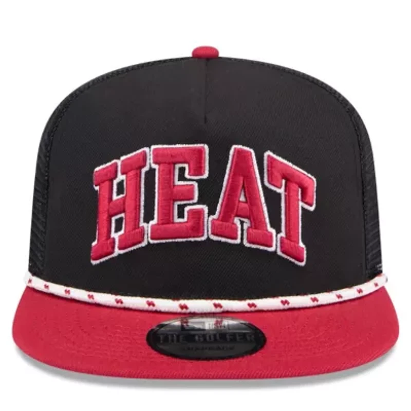 NBA Black/Red Miami Heat Throwback Team Arch Golfer Snapback Hat