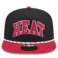 NBA Black/Red Miami Heat Throwback Team Arch Golfer Snapback Hat