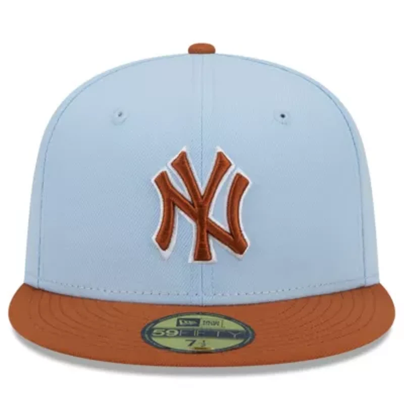 MLB Light Blue/Brown New York Yankees Spring Color Basic Two-Tone 59FIFTY Fitted Hat