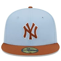 MLB Light Blue/Brown New York Yankees Spring Color Basic Two-Tone 59FIFTY Fitted Hat